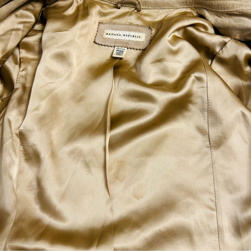 Banana Republic Cream Tan Suede Leather Moto Jacket | Size PXS | - Picture 13 of 16